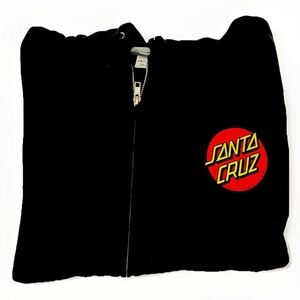 Santa Cruz Black Zip Up Hoodie with Classic Red Logo Men’s XXL